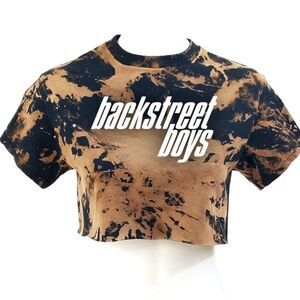 BACKSTREET BOYS  Acid Washed Cropped Crop Top Boy Band Pop Tee Rock Band Tee Rap